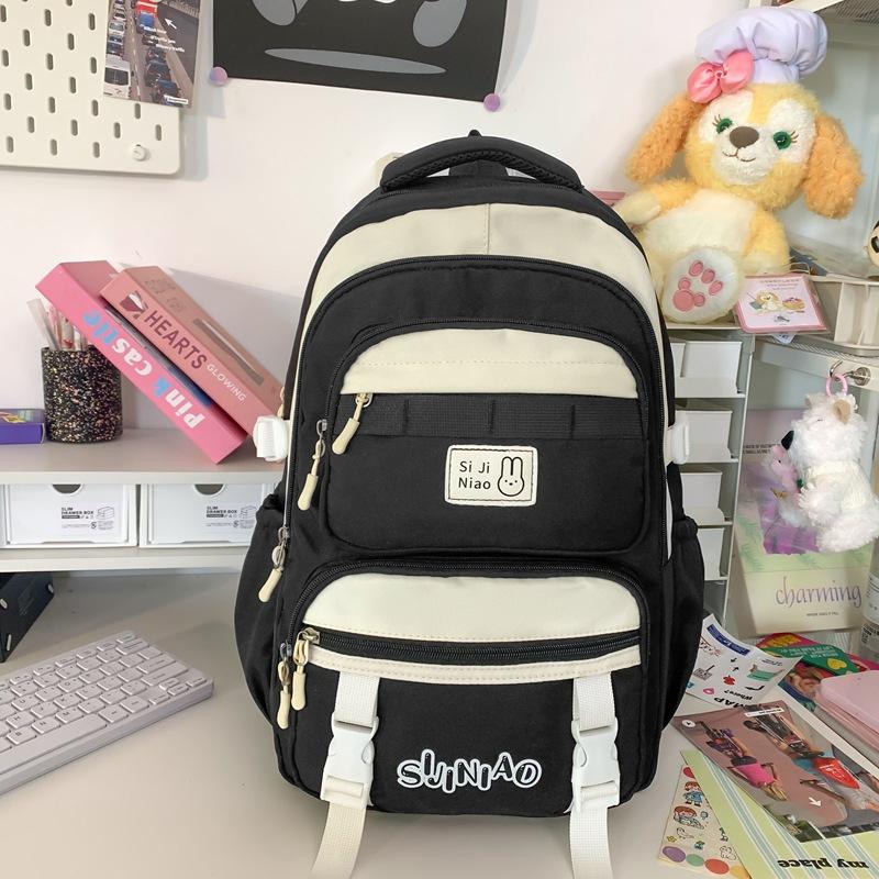 

Backpack Pattern Letter Large Capacity Outdoor Travel Bag Student Schoolbag чёрный