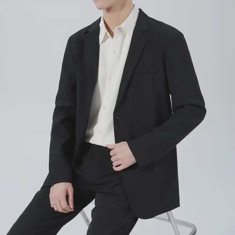 Men's Casual Loose Solid Color Jacket - Korean Style 2023 Spring/Summer Trend