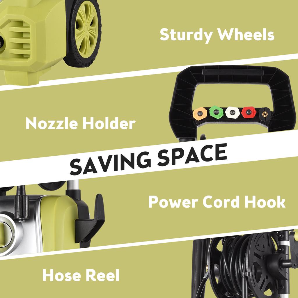 Elektrischer Hochdruckreiniger 2000 W 2393 max. PSI Hochdruckreiniger mit 5 Düsen / 33 Fuß Schlauch