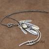 Dawn Art Silver 925 God Set Feather Necklace Celebrity Model Extra Large Feather Silver Gold Wheel Hook 925 [Dawn Art]