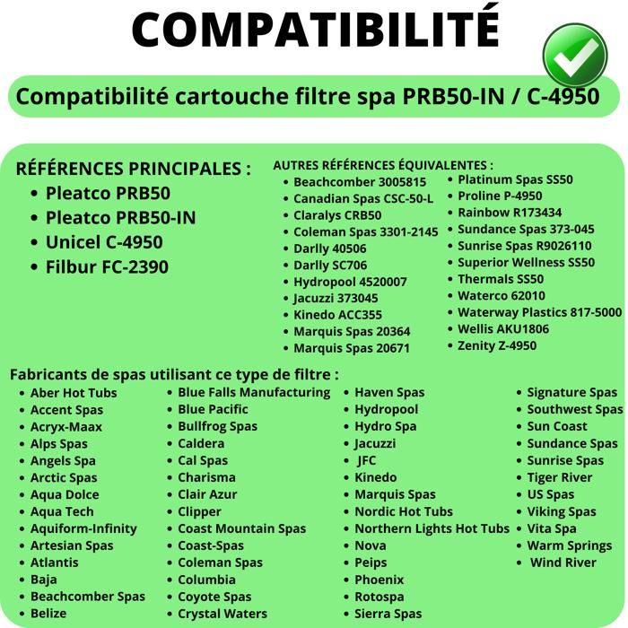 PRB50 / PRB50-IN Spa-filterpatron kompatibel med Unicel C-4950 Filbur FC-2390 Waterway 817-5000 - 33,7 x 12,6 cm - Phonillico®