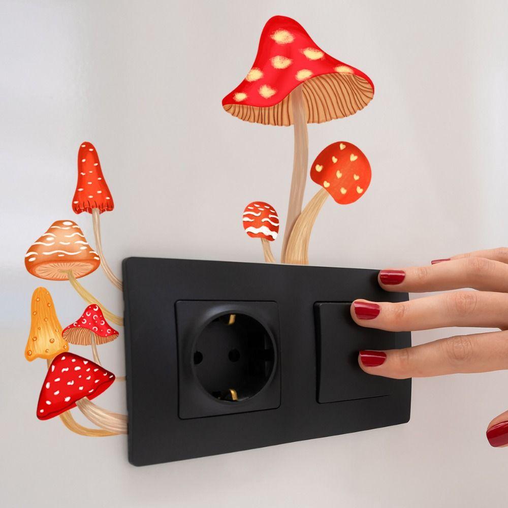 Self-adhesive Luminous Mushroom Wall Stickers Glow in the Dark DIY Fluorescent Switch Declas