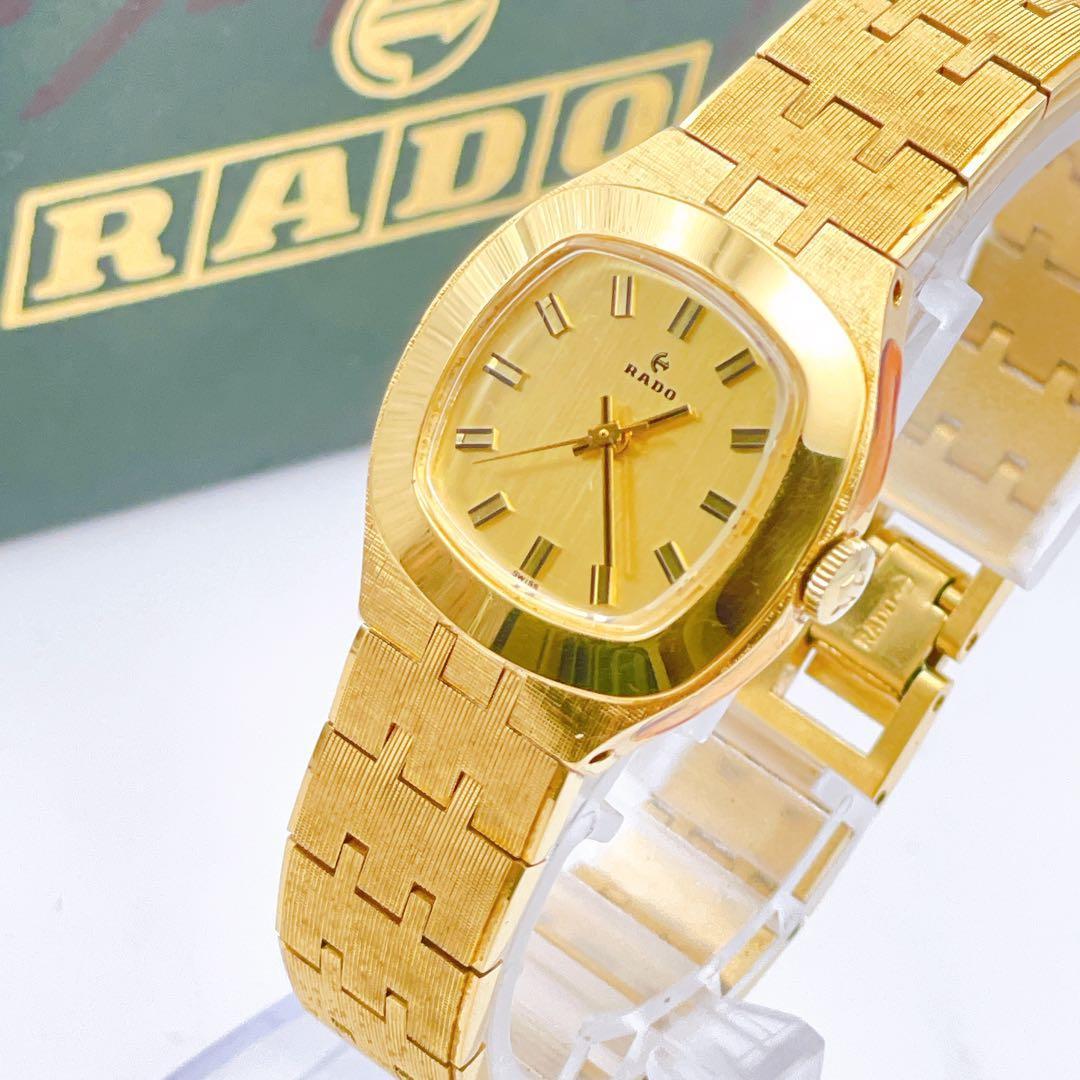 Used Working item Rado Watch Gold Dial Quartz Metal Ladies Good Condition