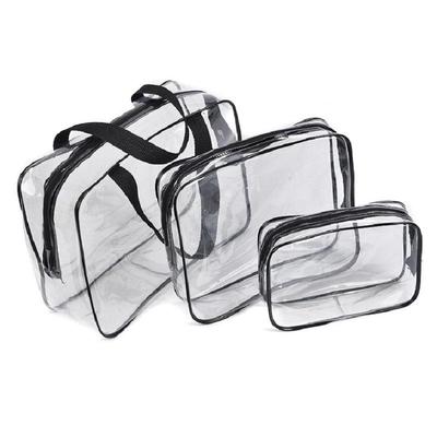 Clear PVC Toiletry and Makeup Bag Set (3-Pack) - Waterproof Storage for Beach Toys (Large)