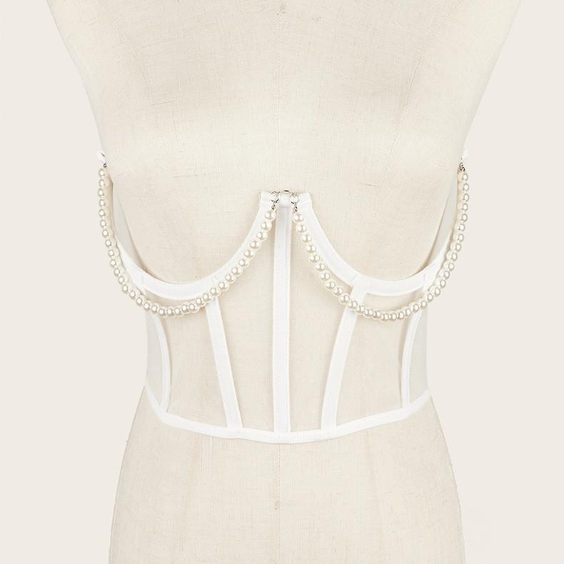 Pearltrimmed Waist For Women Belt With Binding Strap And Fishbone Detailing