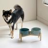 Keramická miska na krmivo pro psy 850 ml s gumovým dřevěným pro střední pití Krmná nádoba pro domácí mazlíčky Lehký stojan, Protiskluzová, Psi, Miska/Misky na rýži, Nádobí,