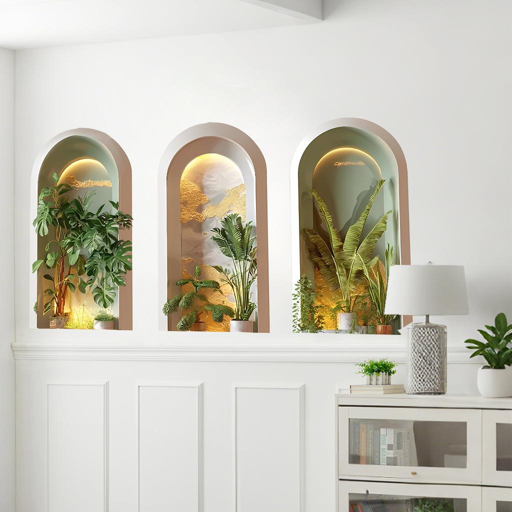 Creative Three-dimensional Green Plant Niche Living Room Bedroom Beautification Decoration Self-adhesive Wall Stickers