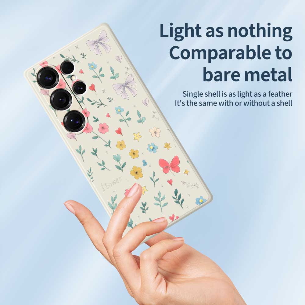 For Samsung Galaxy S25 Ultra Case Floral Bow Pattern Printing Straight Edge TPU Phone Back Cover