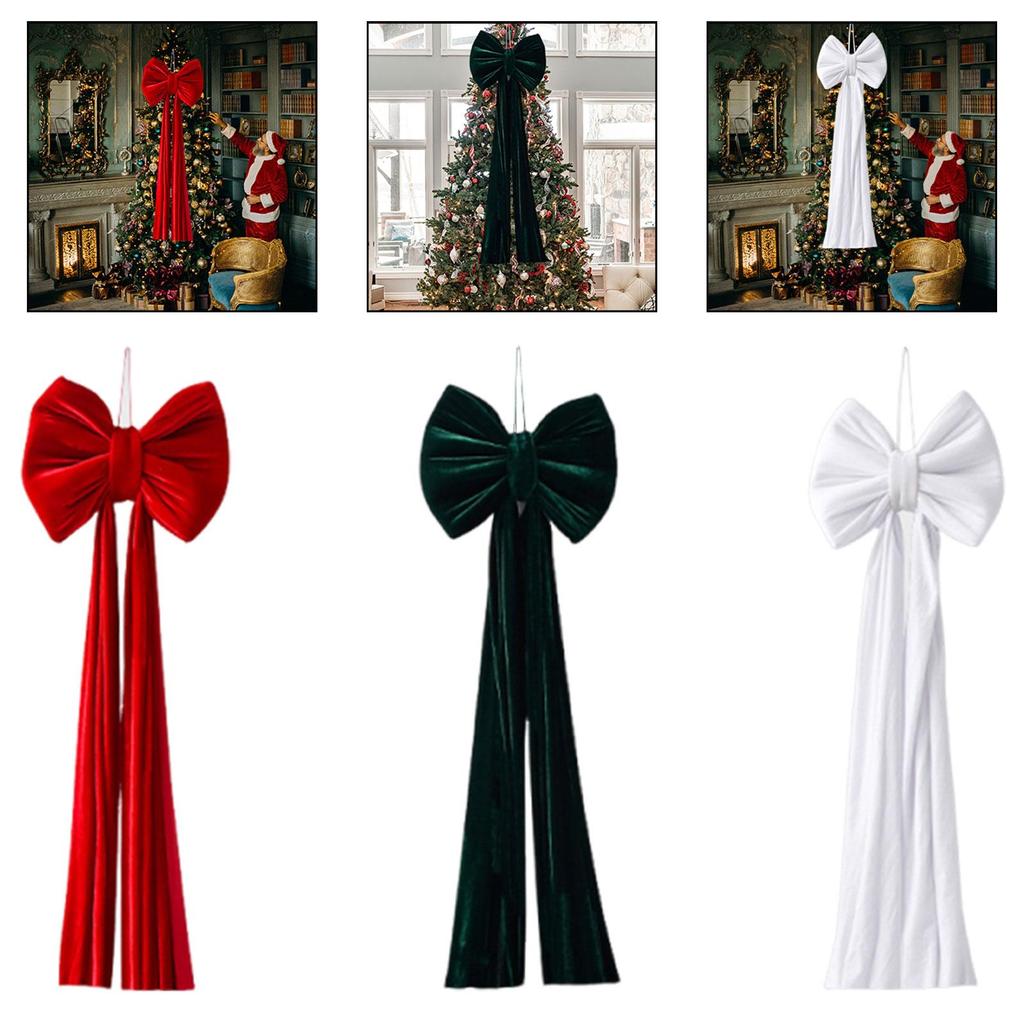Christmas Bow Bow Supplies Bowknot with Long Streamers Xmas Decor Ornament for Wedding Home Holiday Window Porch