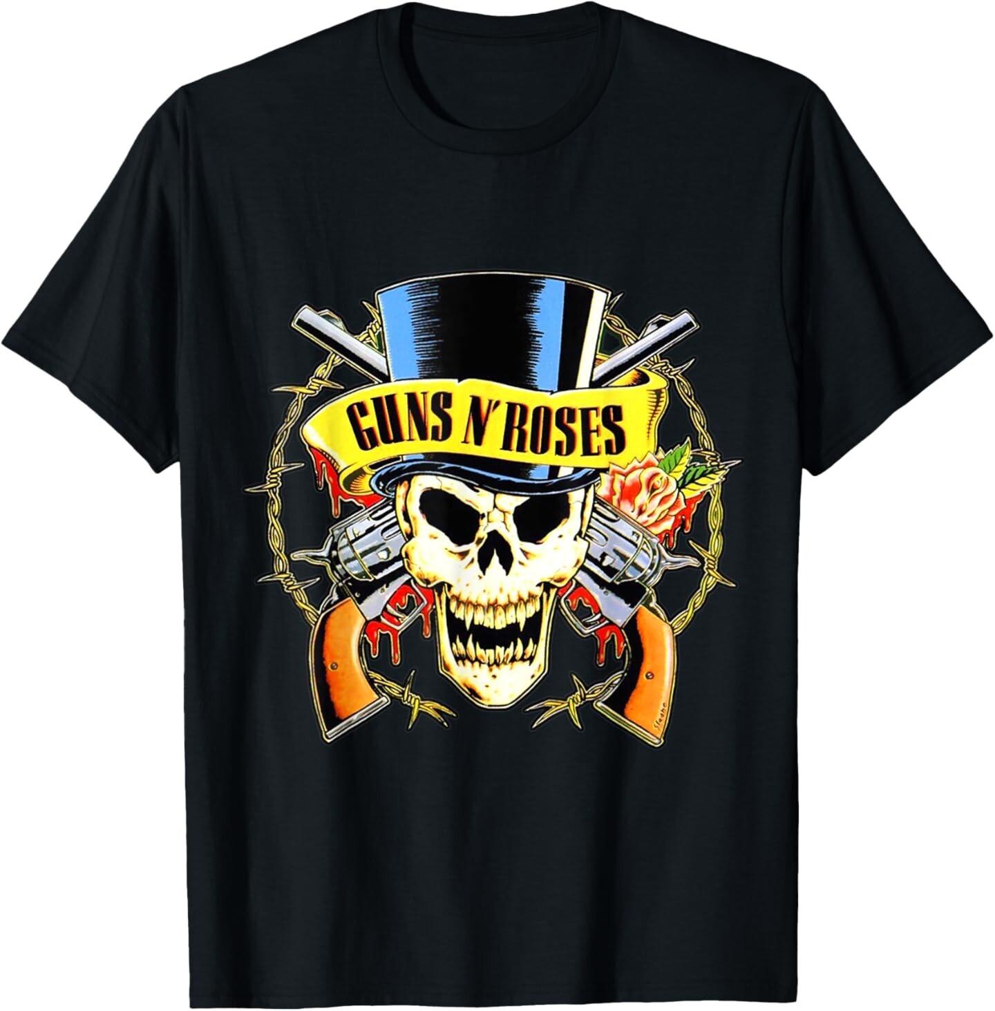 Guns N  Roses Официальная футболка с изображением черепа и цилиндра Мужская Женская Футболки Топ 4XL