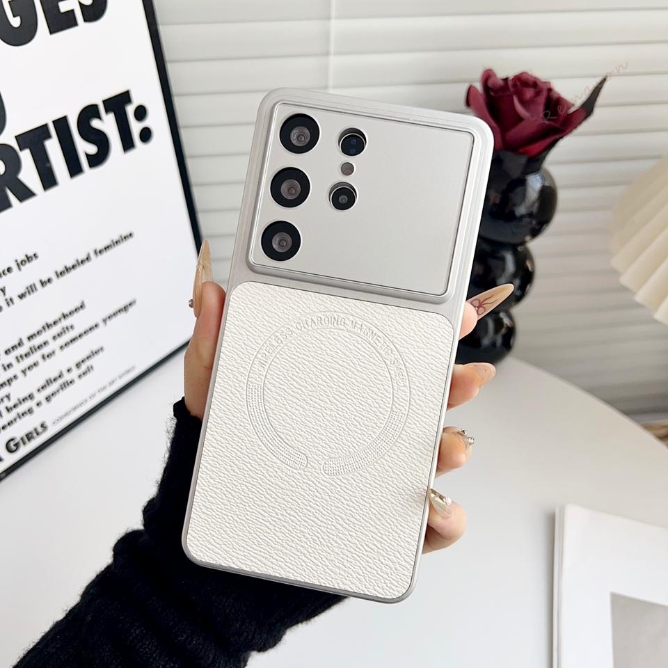 Leather Magnetic Case for Samsung Galaxy S25 S24 S26 Plus S26 Ultra Magsafe Soft Silicone Shockproof Protector Cover