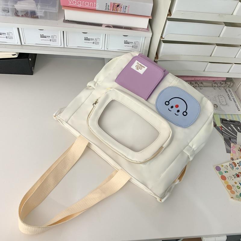 Student Large Capacity Crossbody Bag Color Block Girl Shoulder Bag Book Bag Handbag