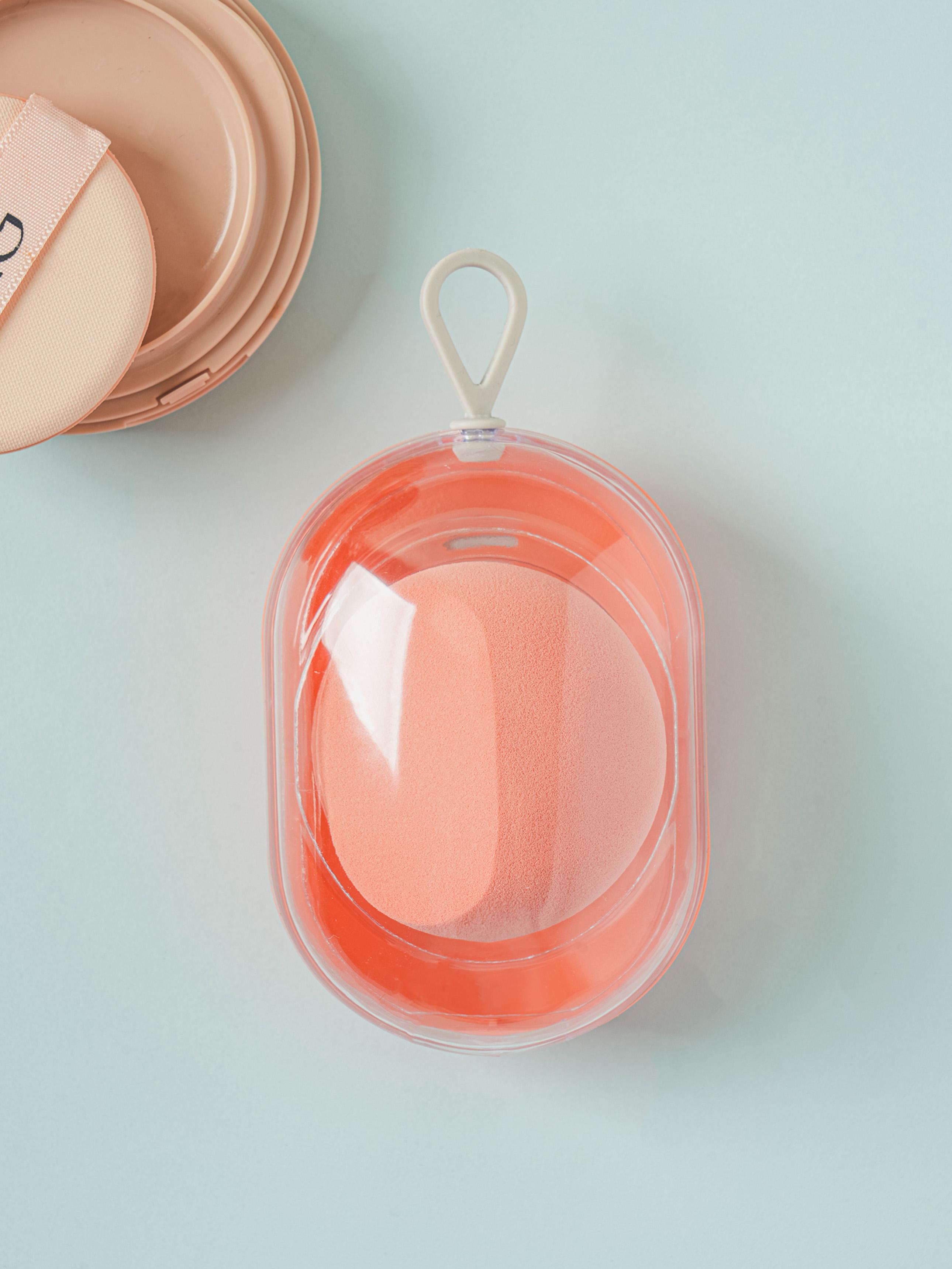 Hygienic Semi-Circular Makeup Puff & Storage Case Set 1ea