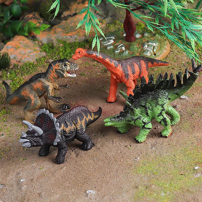 Children's Dinosaur Cognitive Simulation Set: Tyrannosaurus, Triceratops, Ankylosaurus, Stegosaurus Models