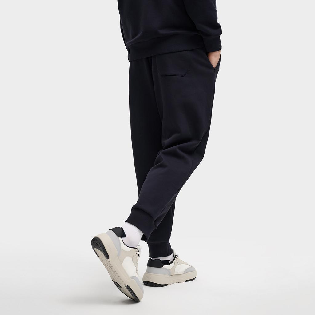 Fila Heritage Fleece Lined Classic Logo Comfortable Casual Versatile Cuffed Knit Sports Pants Men Bottoms Legendary-Blue F11M548608FNV