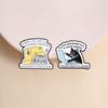 Cute Work Cat Enamel Pins Funny Office Quotes Pretend Working Kitten Laptop Box Cat Animal Brooches Lapel Badge Jewelry Gifts