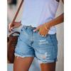 Magic Queen Export Summer Amazon Fashion Street Curling Ripped Straight Women's Denim Shorts Shorts