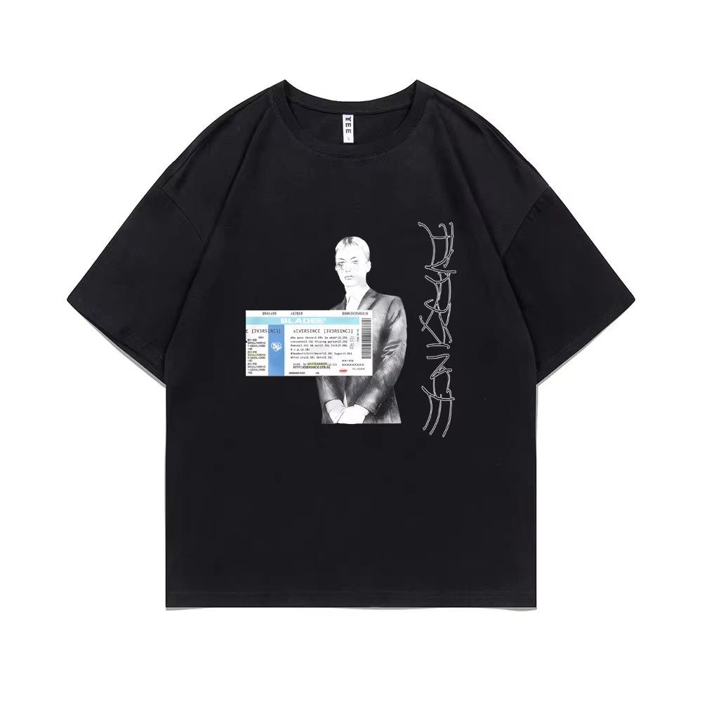 

Rapper Bladee Eversince Tshirt Drain Gang T-shirt Women Fashion Hip Hop Short Sleeve Male Casual Oversized Streetwear T Shirt... S