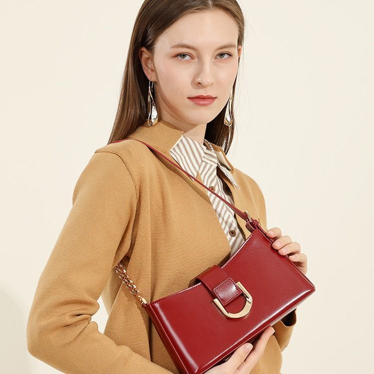Premium Commuter Underarm Women's Bag Versatile Fashion Shoulder Cowhide Bag Baguette Messenger Bag