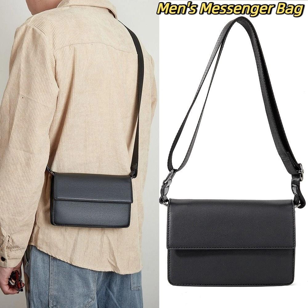 Large Capacity Men's Messenger Bag Black Rectangular Shoulder Bag Simple Male Crossbody Bag  Daily