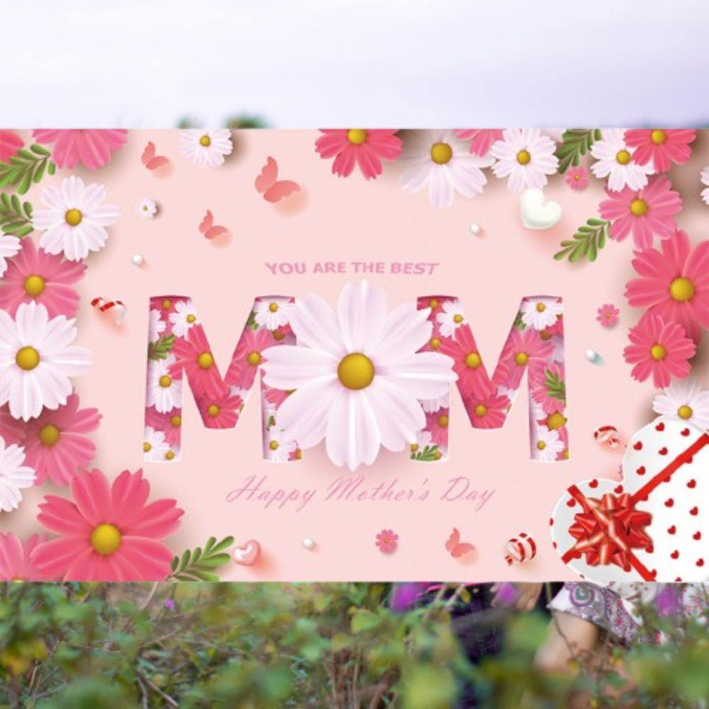 Pink Happy Mother’s Day Backdrop Flower Butterfly Flower Hanging Background  Home Party Decor