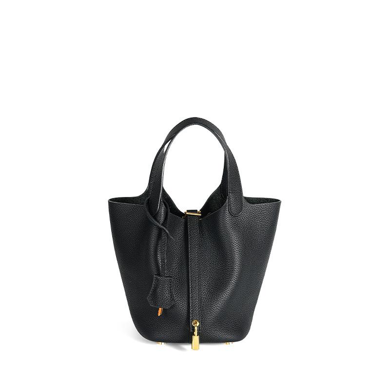 [New] High-quality First-layer Cowhide Niche Vegetable Basket Handbag Female, Genuine Leather Large-capacity High-end Bucket Bag