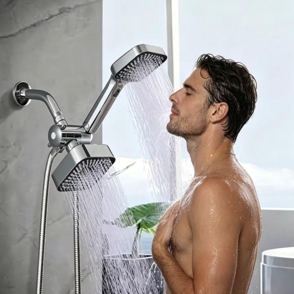 Square Design Square Handheld Shower Set Flexible Hoses Three-way Water Distributor Daily Use