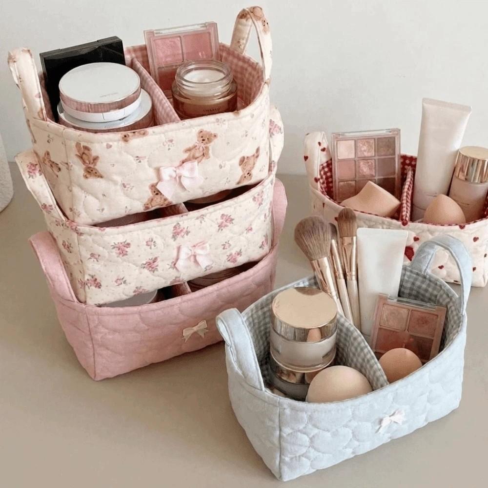Cotton Flower Cotton Sorting Basket Square Cosmetic Organizer Sundries Storage Basket Dresser