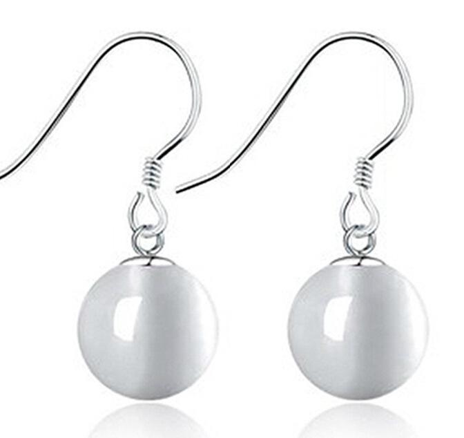 Round Pink Crystal Korean-Style Drop Earrings