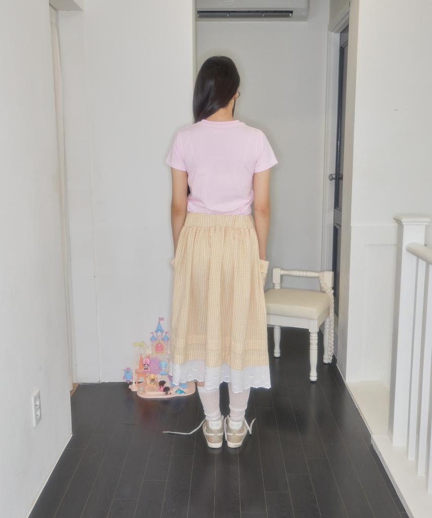 Syakili Bono Pocket Gingham Skirt (Cream)