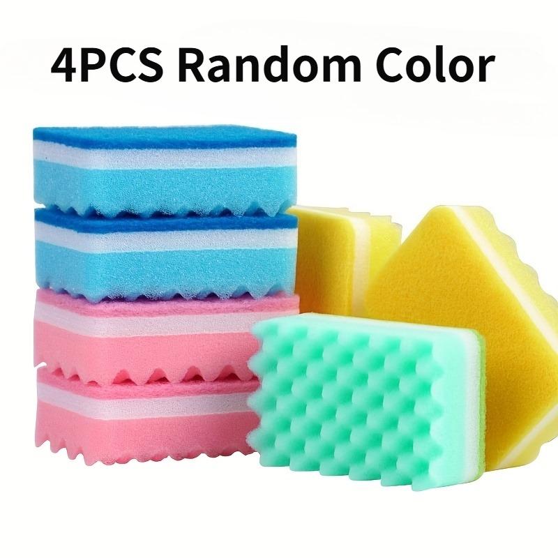 2/4pcs Multi-Color High-Density Wavy Sponge Scrubbers,Household Cleaning Sponges for Kitchen,Scratch Free Bowl Sponge Wipe.