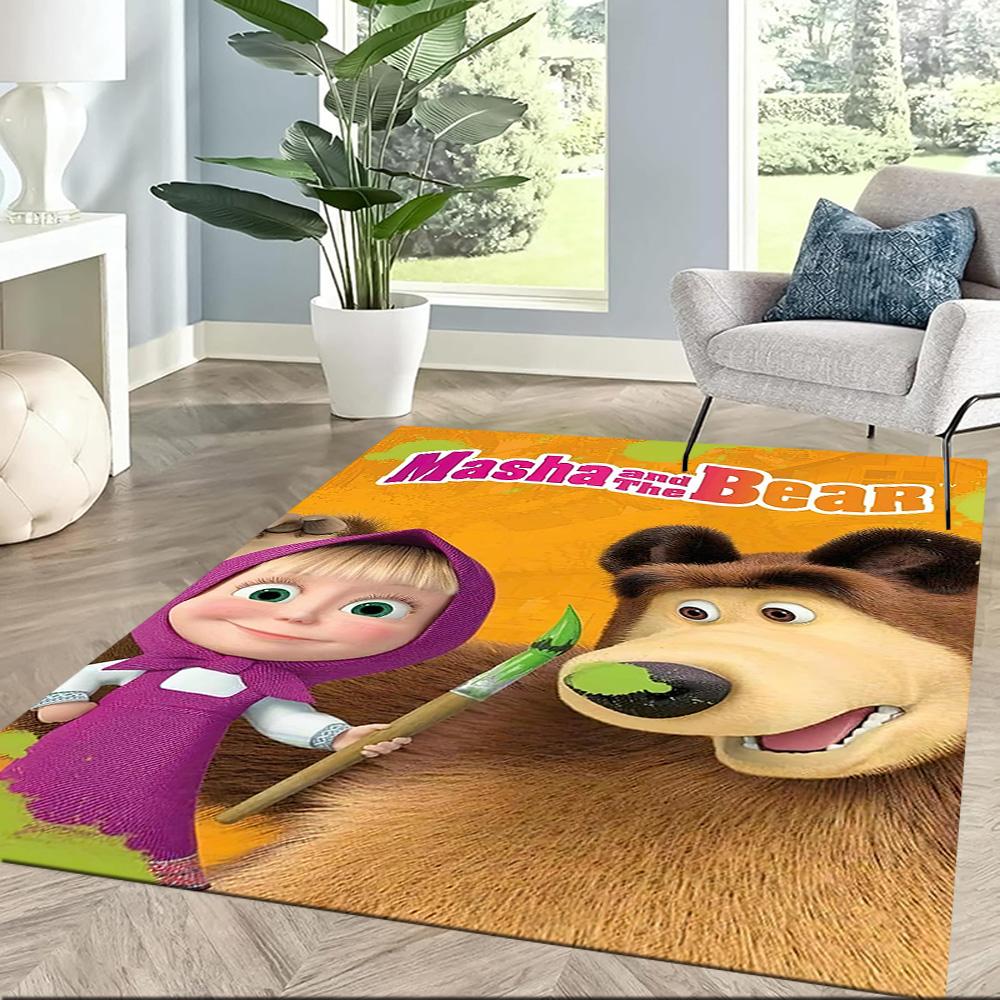 Masha Bear Floor Rug Office Rug Suitable for Balcony Playrooms Dormitory Kitchen Anti-slip Rug Decorate Offices Birthday/Christmas Gift