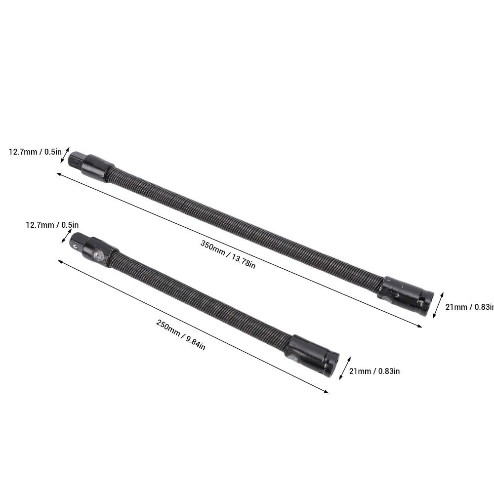 2 pièces Barre d'extension pour douille flexible entraînement 1/2 pouce Acier allié S2 250 mm 350 mm Extension de douille flexible Acier à ressort