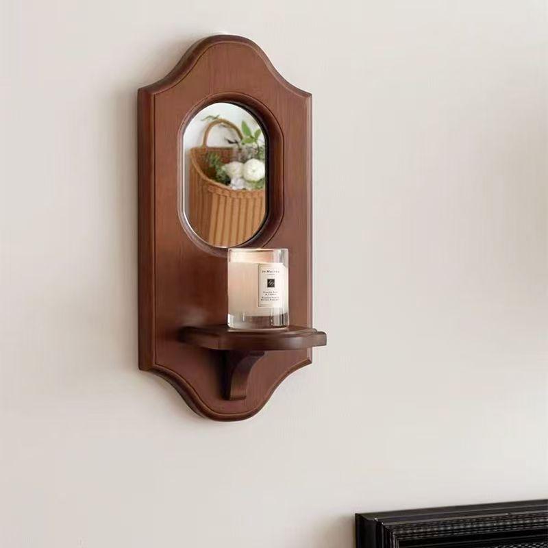 Mid-Century Retro Wall-Mounted Candle Holder & Mirror for Cafe or Restaurant Decor