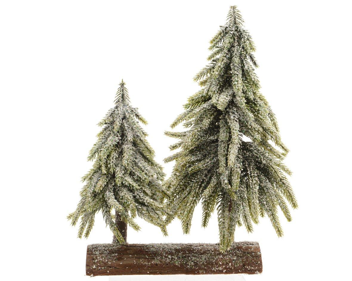 lot de deux mini arbres sur socle en bois 28x16x28cm