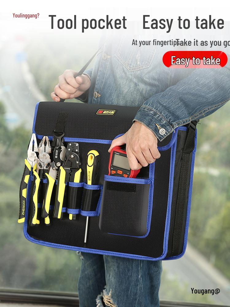 Multifunctional Electrician Crossbody Tool Bag - Canvas, Extra Thick with Large Capacity Pockets for Men