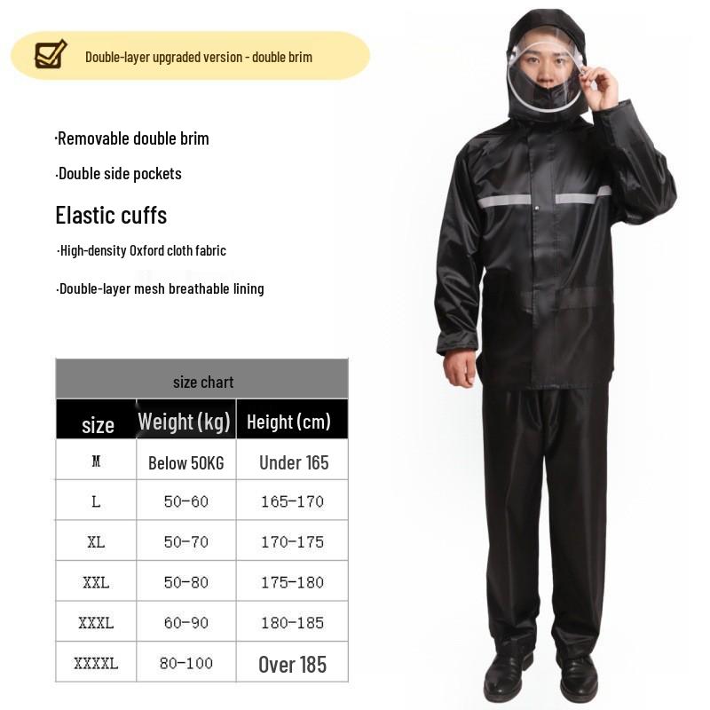 Thickened Full-Body Stormproof Raincoat and Pants - Reflective, Lengthened Set for Cycling and Riding