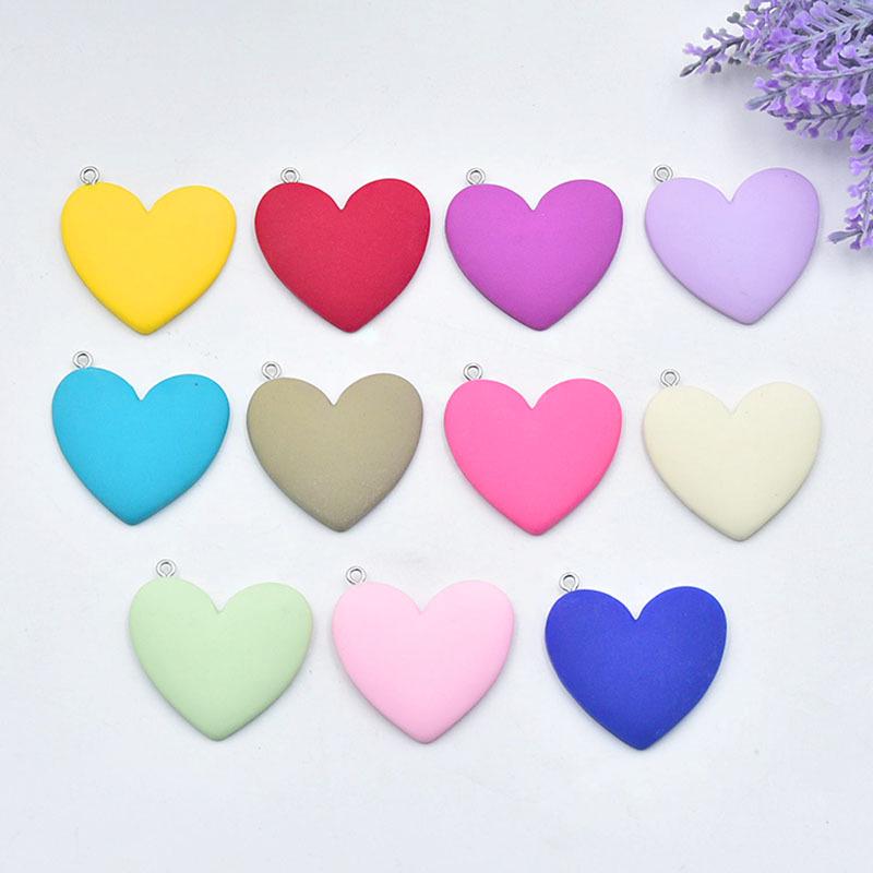 Large Peach Heart Resin Pendant Keychain - DIY Jewelry Accessory