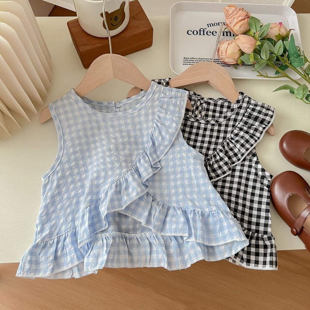 Adorable Blue And Black Princess Style Two Piece Set For Summer Girls Aged 3 To 8 Years