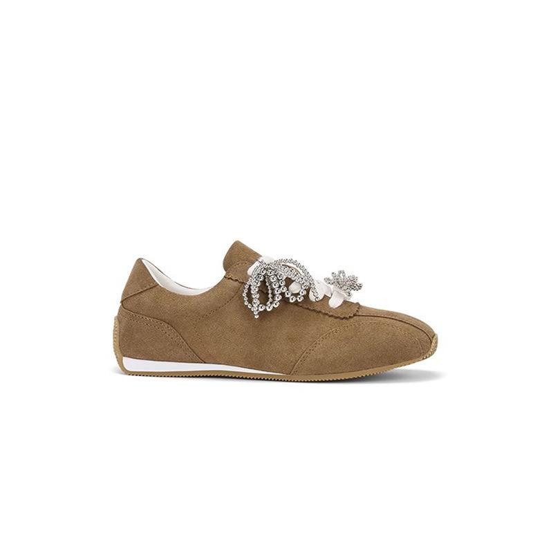Soft Cowhide~ Genuine Leather Retro Square Head Pearl Bow German Training Shoes Women's 2025 New Casual Board Shoes Forrest Gump Shoes
