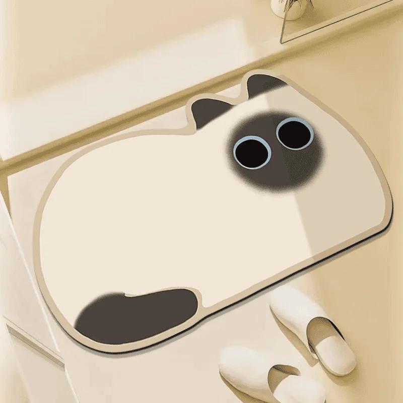 Diatom mud bathroom water-absorbing non-slip floor mat, bathroom door floor mat, household quick-drying cute cartoon carpet mat