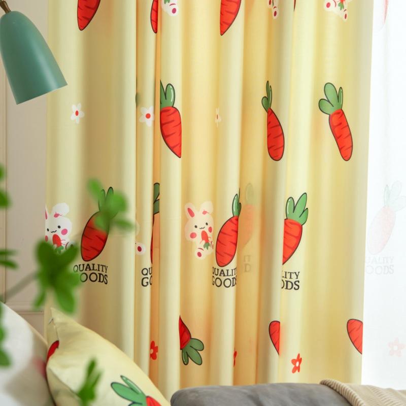 Pastoral Cartoon White Rabbit Cute Style Printed Window Curtains For Living Dining Room Bedroom Children'S Room Home