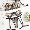 New Sex Underwear Women's Sexy Embroidery Perspective Temptation Belt Hollow Sex Suit Women