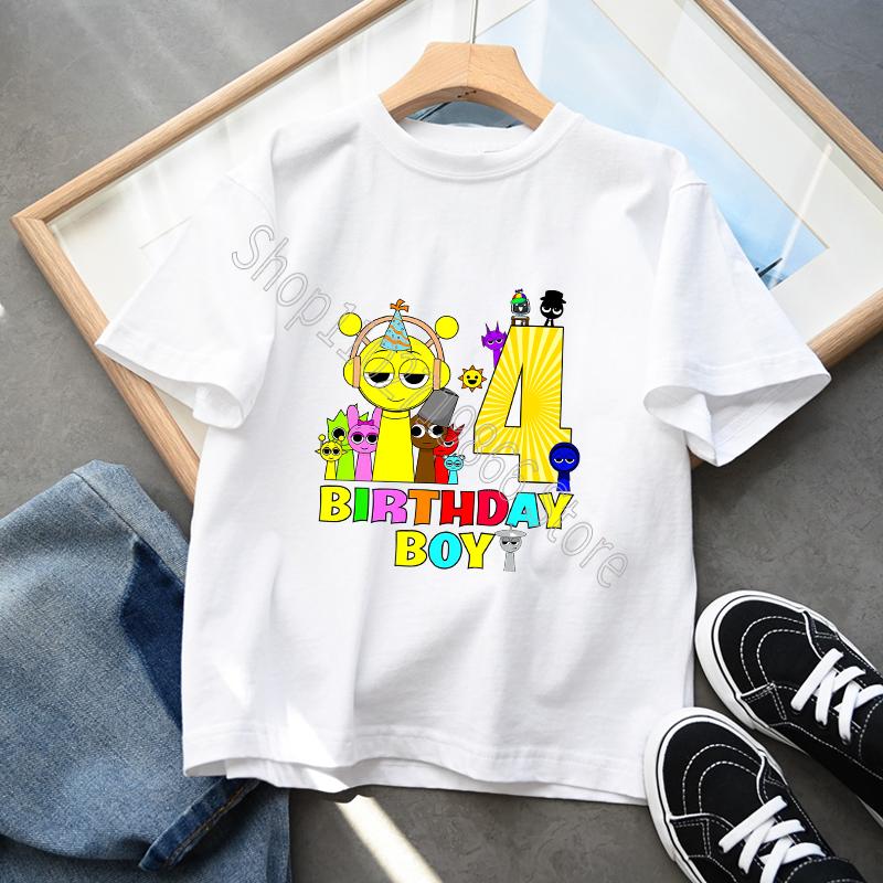 Bumbac 100% Sprunki Incredibox Haine pentru copii Băieți Fete Tricou petrecere de aniversare Joc de desene animate Imprimare grafică Mâneci scurte Topuri confortabile