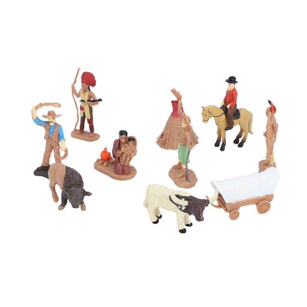 10Pcs Cowboy and Indian Action Figures Strong Durable PVC Rich Details Cowboy Figurines for Kids
