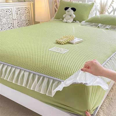 Waffelspitze Eisseide Spannbettlaken mit Spitze Bettlaken Einzelmatratze Schutzbezug Spannlaken Tagesdecke Sommer Bettmatte