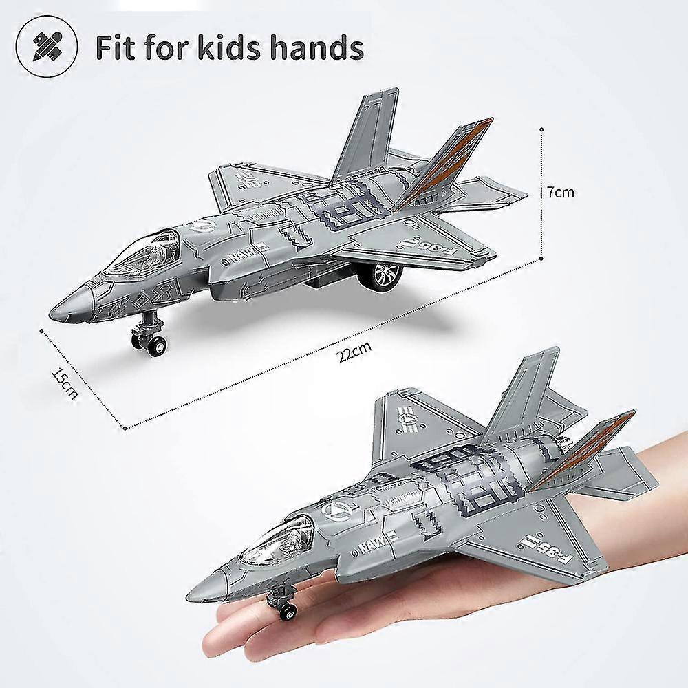 F-35 Fighter Aircraft With Sound Light Model Toy Pull Back & Go Airplane Military Toys Home Decoration Gifts - Ya