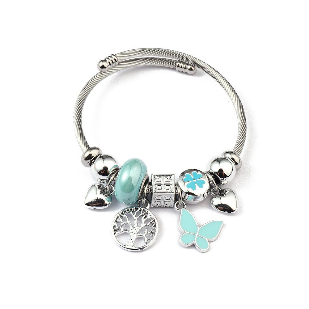 Stainless steel DIY silver opening adjustable bracelet women's personality simple bracelet jewelry new