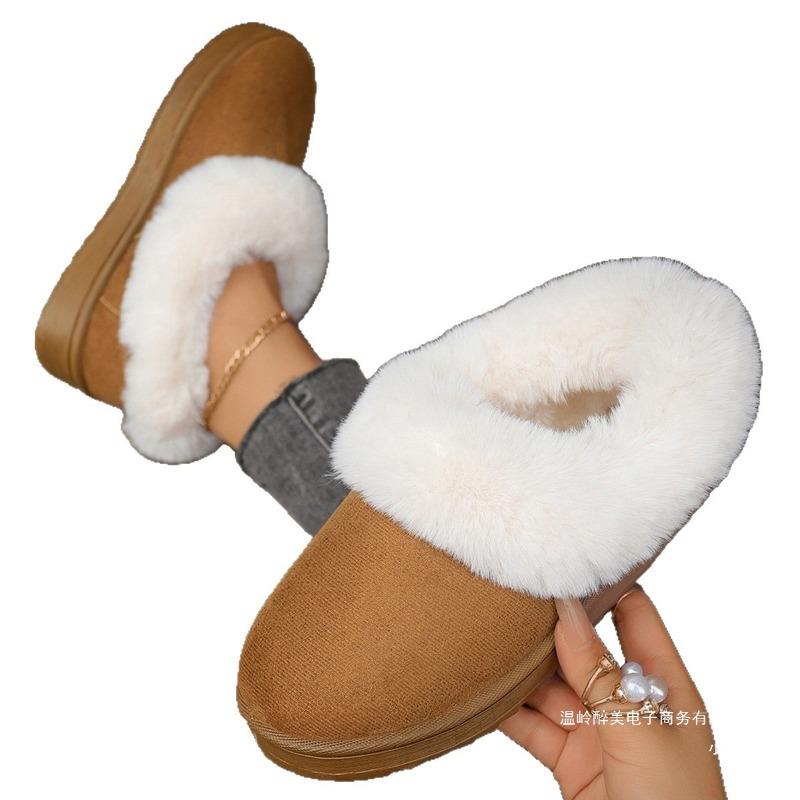 Foreign Trade New Large Size Flip Mouth Thick-soled Snow Boots Women's Cross-border Cloth Plush Warm Low-top Cotton Shoes