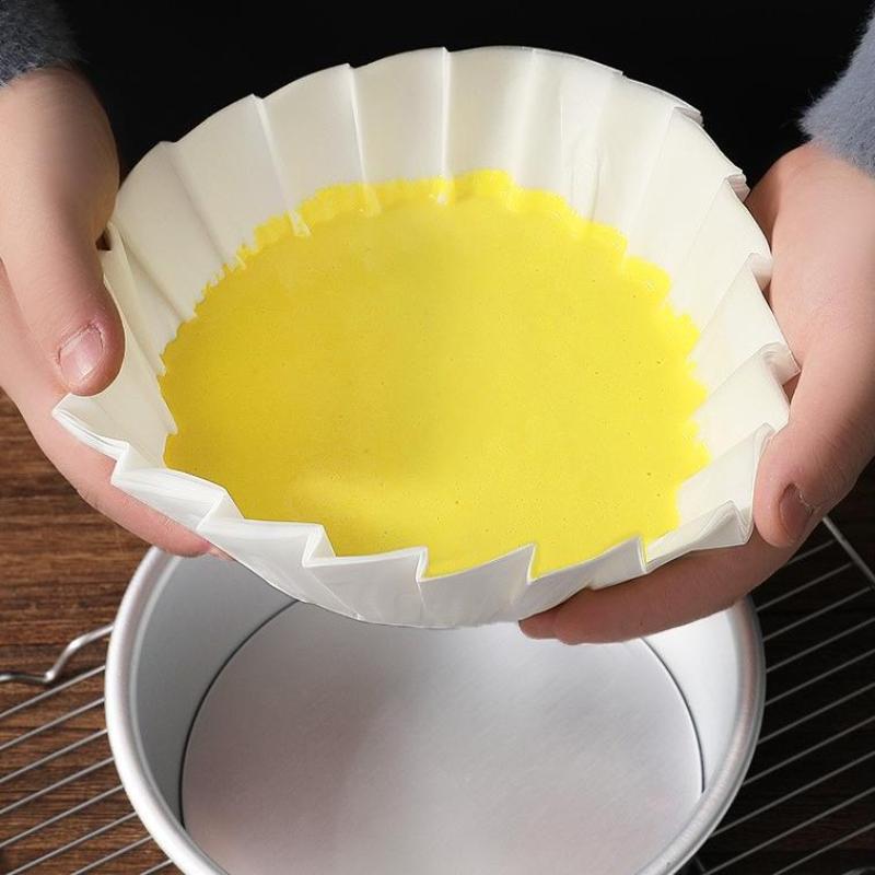 50 Sheets 3.5/4/5/6/8 Inch Basque Cheesecake Oil Paper Tray Non-Stick With Ruffled Edges Mousse Cake Wrapper Easy Demoulding